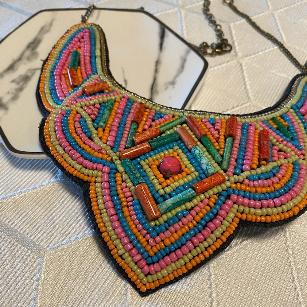 Multiple Beaded Statement Necklace-Collar Necklace - image 3